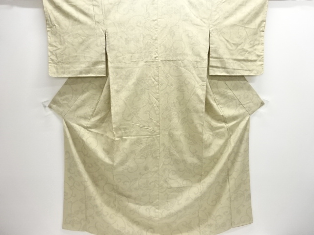JAPANESE KIMONO / YUKI TSUMUGI / WOVEN FLORAL ARABESQUE